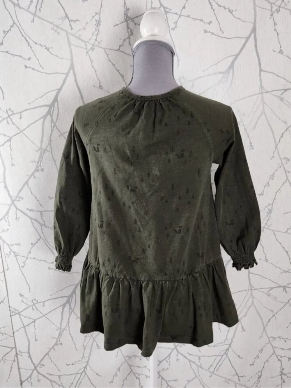 Rylee & Cru Green Pine Tree Forest Print Cotton Jersey Swing Dress